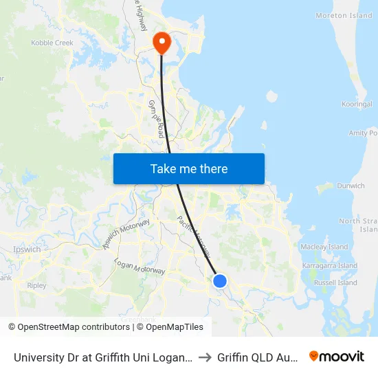 University Dr at Griffith Uni Logan Campus to Griffin QLD Australia map