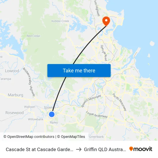 Cascade St at Cascade Gardens to Griffin QLD Australia map