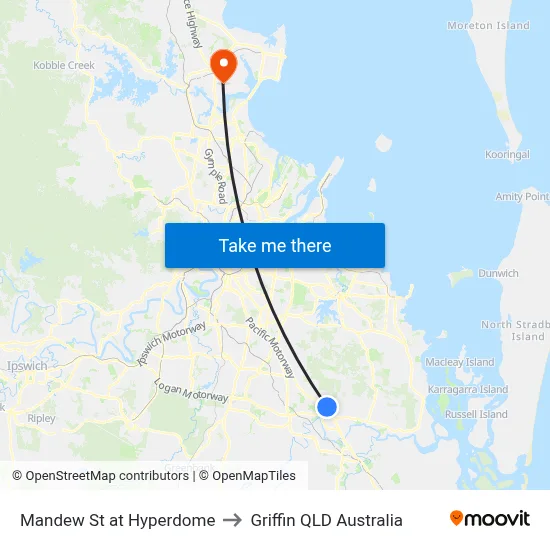 Mandew St at Hyperdome to Griffin QLD Australia map