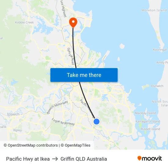 Pacific Hwy at Ikea to Griffin QLD Australia map