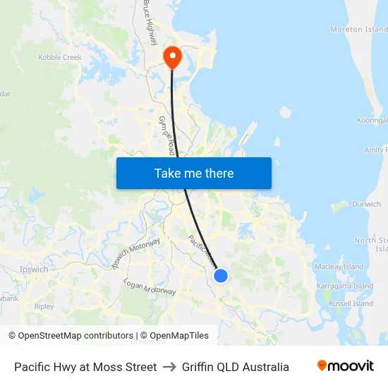 Pacific Hwy at Moss Street to Griffin QLD Australia map