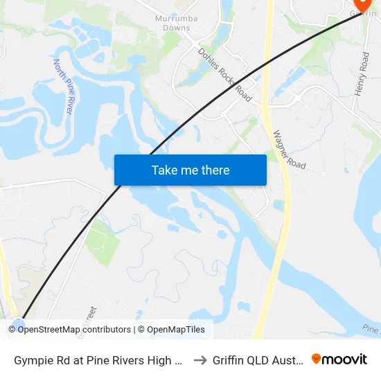 Gympie Rd at Pine Rivers High School to Griffin QLD Australia map