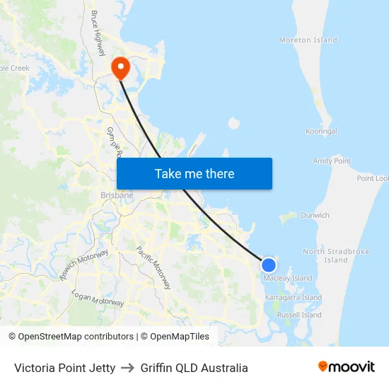 Victoria Point Jetty to Griffin QLD Australia map