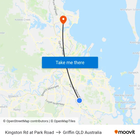 Kingston Rd at Park Road to Griffin QLD Australia map