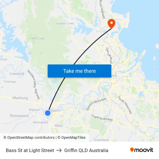 Bass St at Light Street to Griffin QLD Australia map