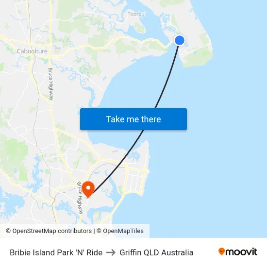 Bribie Island Park 'N' Ride to Griffin QLD Australia map