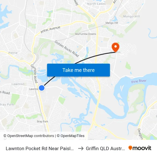 Lawnton Pocket Rd Near Paisley Dr to Griffin QLD Australia map