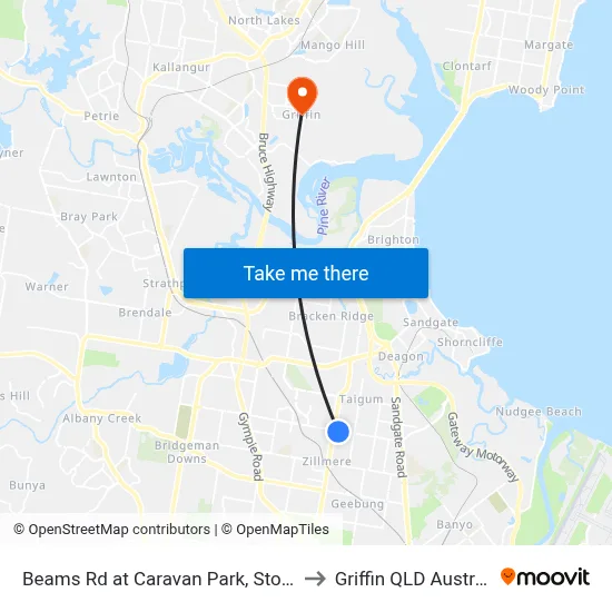 Beams Rd at Caravan Park, Stop 49 to Griffin QLD Australia map