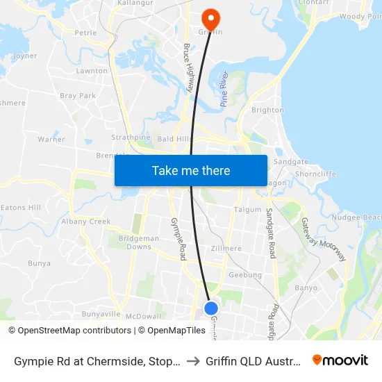 Gympie Rd at Chermside, Stop 38 to Griffin QLD Australia map