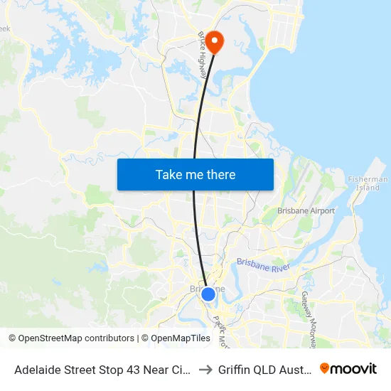 Adelaide Street Stop 43 Near City Hall to Griffin QLD Australia map