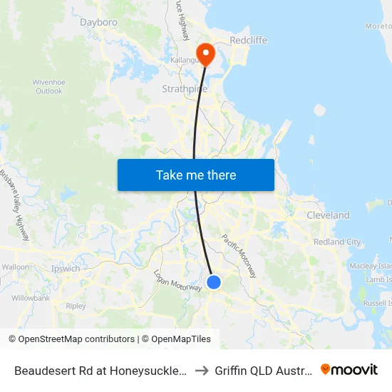 Beaudesert Rd at Honeysuckle Way to Griffin QLD Australia map