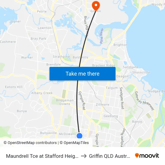 Maundrell Tce at Stafford Heights to Griffin QLD Australia map