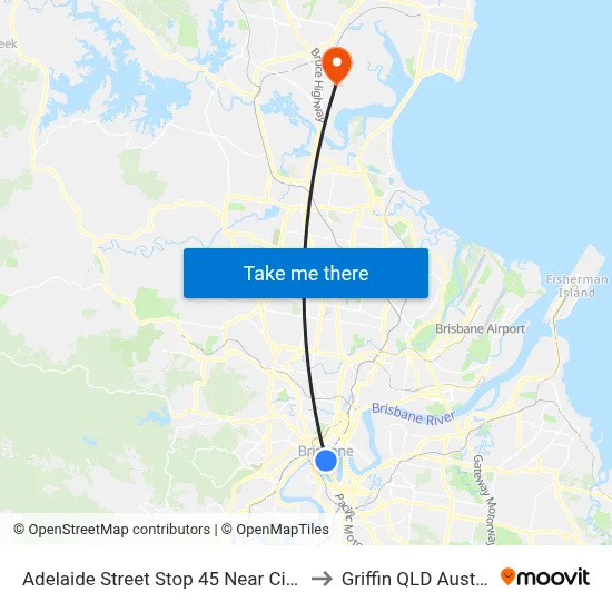 Adelaide Street Stop 45 Near City Hall to Griffin QLD Australia map