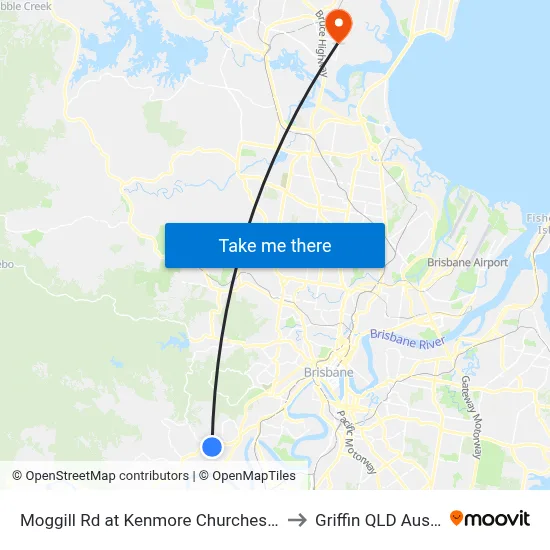 Moggill Rd at Kenmore Churches, Stop 34 to Griffin QLD Australia map