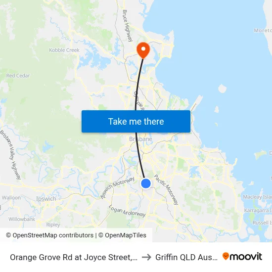Orange Grove Rd at Joyce Street, Stop 57 to Griffin QLD Australia map