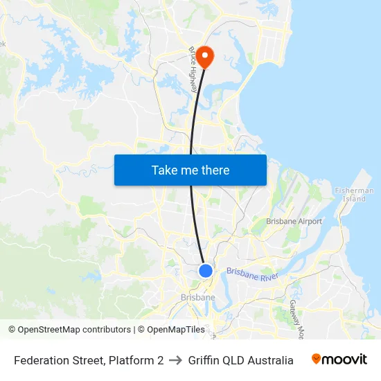 Federation Street, Platform 2 to Griffin QLD Australia map