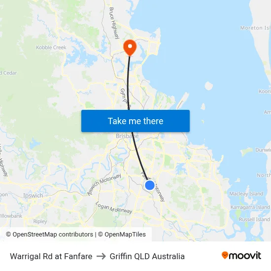 Warrigal Rd at Fanfare to Griffin QLD Australia map