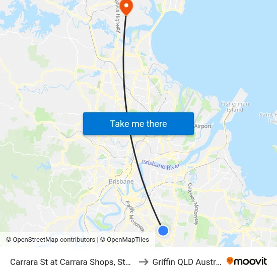 Carrara St at Carrara Shops, Stop 52 to Griffin QLD Australia map