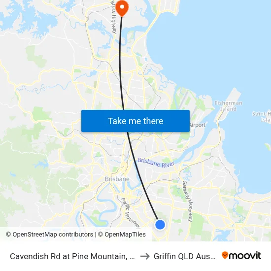 Cavendish Rd at Pine Mountain, Stop 52 to Griffin QLD Australia map