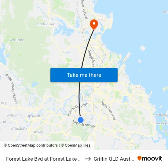 Forest Lake Bvd at Forest Lake Shops to Griffin QLD Australia map
