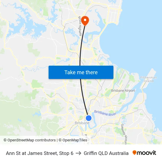 Ann St at James Street, Stop 6 to Griffin QLD Australia map