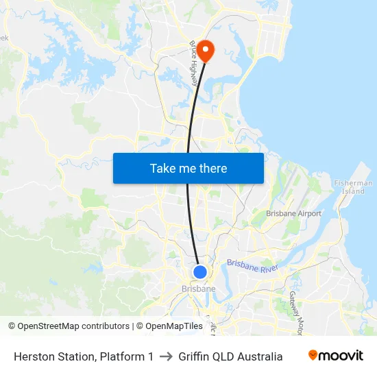 Herston Station, Platform 1 to Griffin QLD Australia map
