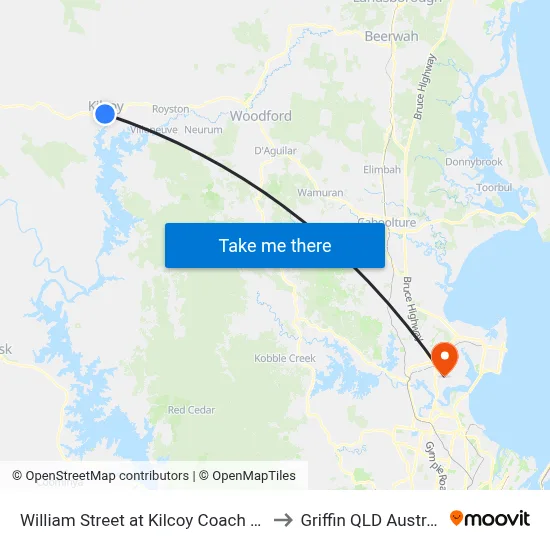 William Street at Kilcoy Coach Stop to Griffin QLD Australia map