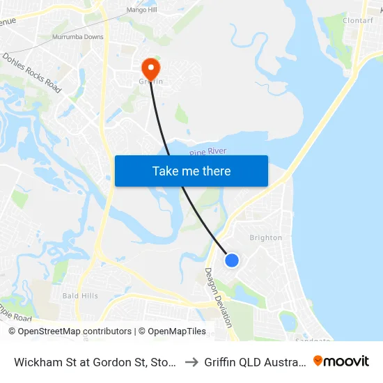 Wickham St at Gordon St, Stop 2 to Griffin QLD Australia map