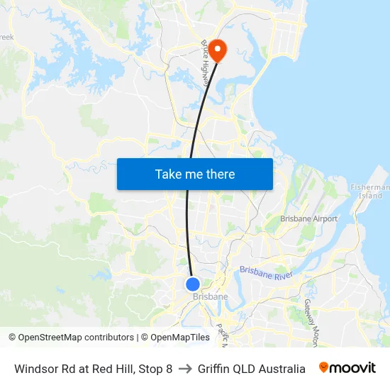 Windsor Rd at Red Hill, Stop 8 to Griffin QLD Australia map