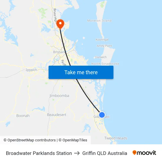 Broadwater Parklands Station to Griffin QLD Australia map