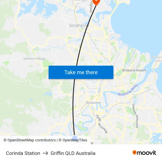 Corinda Station to Griffin QLD Australia map
