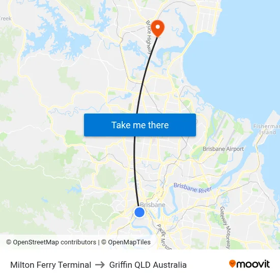 Milton Ferry Terminal to Griffin QLD Australia map