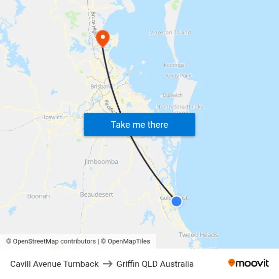 Cavill Avenue Turnback to Griffin QLD Australia map