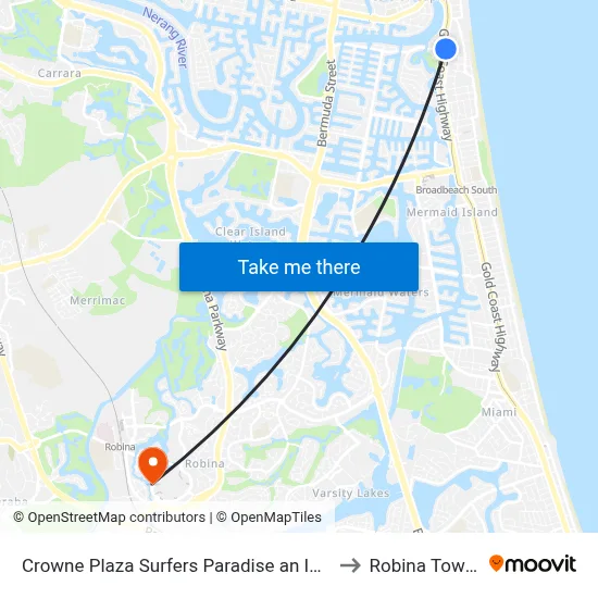 Crowne Plaza Surfers Paradise an IHG Hotel Gold Coast to Robina Town Centre map