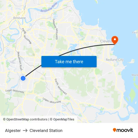 Algester to Cleveland Station map