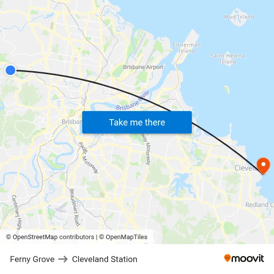 Ferny Grove to Cleveland Station map