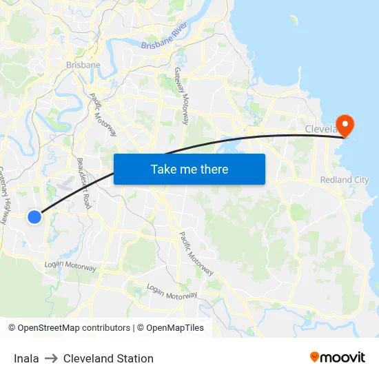 Inala to Cleveland Station map