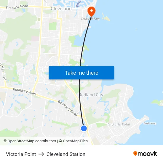 Victoria Point to Cleveland Station map