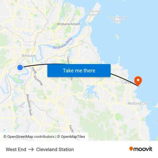 West End to Cleveland Station map
