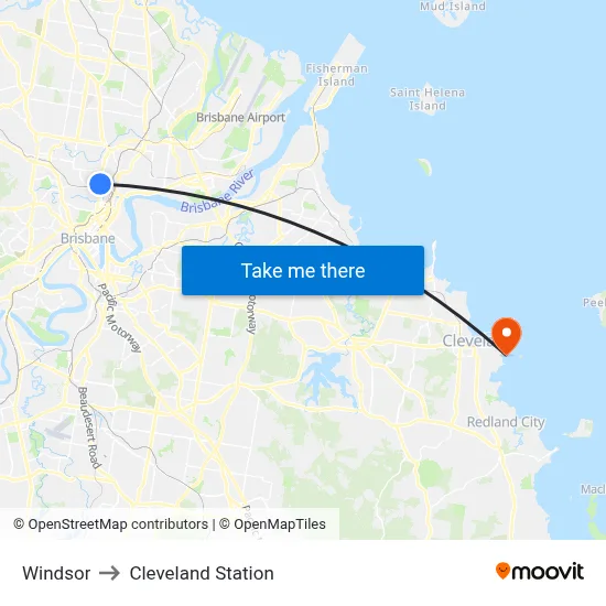 Windsor to Cleveland Station map