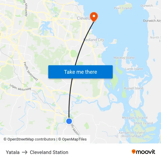Yatala to Cleveland Station map