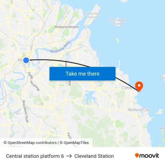 Central station platform 6 to Cleveland Station map