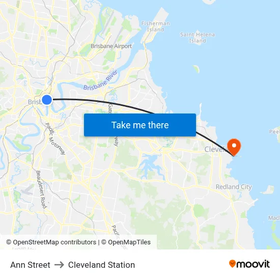 Ann Street to Cleveland Station map