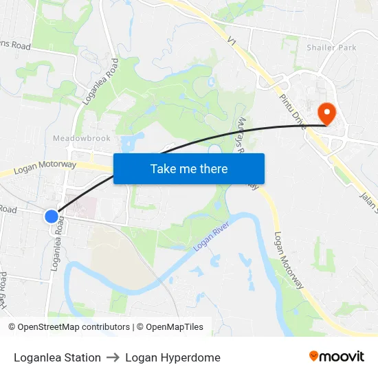 Loganlea Station to Logan Hyperdome map