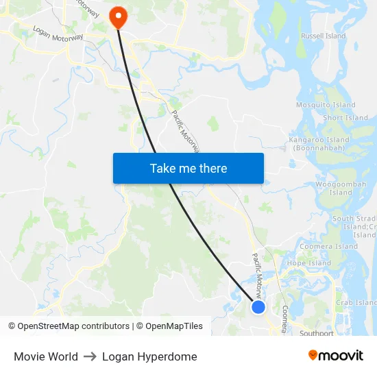 Movie World to Logan Hyperdome map