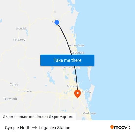 Gympie North to Loganlea Station map