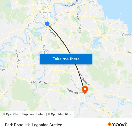Park Road to Loganlea Station map