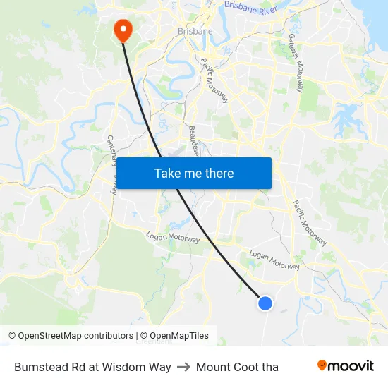 Bumstead Rd at Wisdom Way to Mount Coot tha map