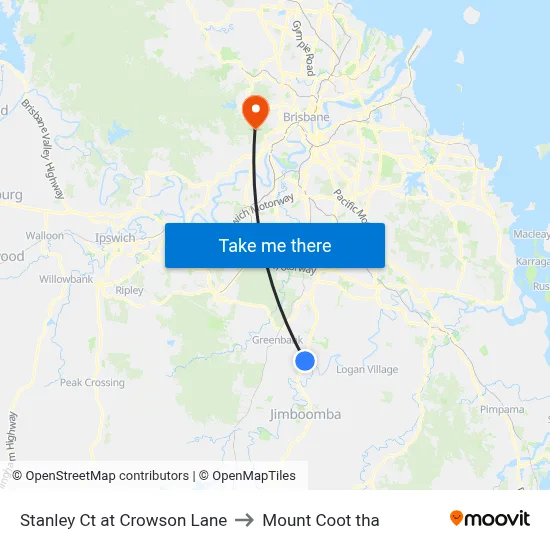Stanley Ct at Crowson Lane to Mount Coot tha map