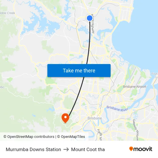 Murrumba Downs Station to Mount Coot tha map